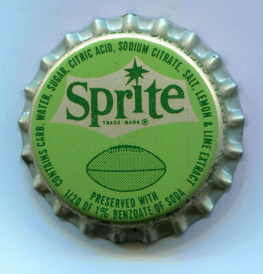 1964 Sprite (Coke) Detroit Lions/NFL AS bottle cap, unused, unpressed, w/ cork