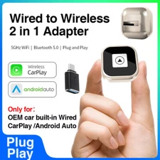 2-in-1 Wired to Wireless CarPlay Adapter /Android Auto Adapter USB Plug & Play