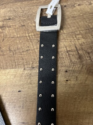 Calvin Klein Black Leather Belt with Silver Stud Trim Calvin Klein Black Silver Studded Belt. Size 1X Genuine  main image 3