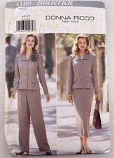 1990's Butterick Misses' Top,Skirt,Pants Pattern 4189 Size 6-10