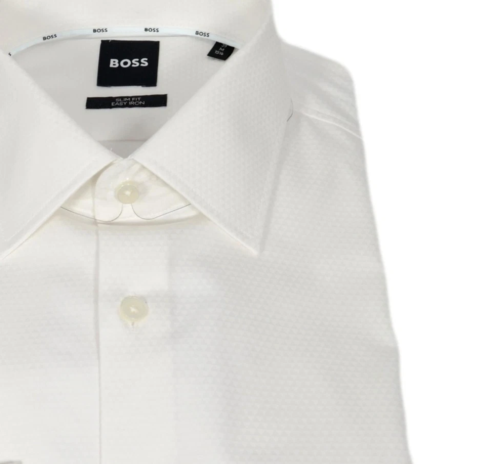 BOSS Camicia Uomo Slim Fit Tessuto Lavorato H-Hank-Kent 50512899 Colore Bianco - Immagine 3 di 3