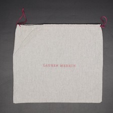 Lauren Merkin Cotton Handbag Dust Cover Storage Bag 14x13 Gray Pink Drawsting