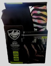 Auto Drive 2 Pc Zebra Rainbow Faux Leather Sport Seat Covers