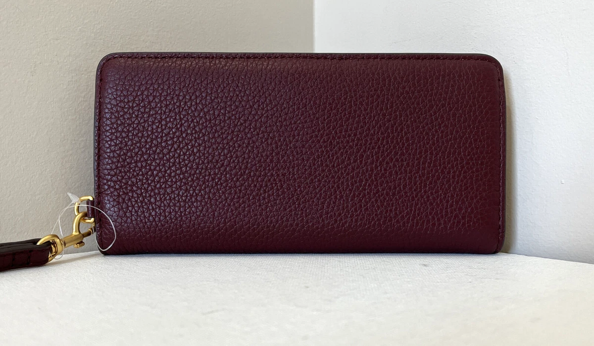 New Tory Burch Blake Color-block Slim Wristlet Envelope Wallet Claret Pink  Moon