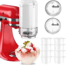 Shaved Ice Attachment for Kitchenaid Stand Mixers with 8 Ice Molds, Ice Shaver A