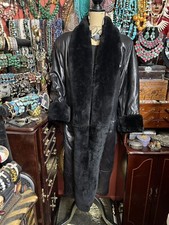 Maxima Bergdorf Goodman Sherpa Lined Leather Long Heavy Coat Medium