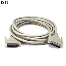 15ft DB25 DB 25 Male to Male Cable M/M IEEE-1284 Serial RS232 25pin Molded