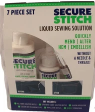 Secure Stitch Liquid Sewing Glue Emergency Solution  7pc Set NEW