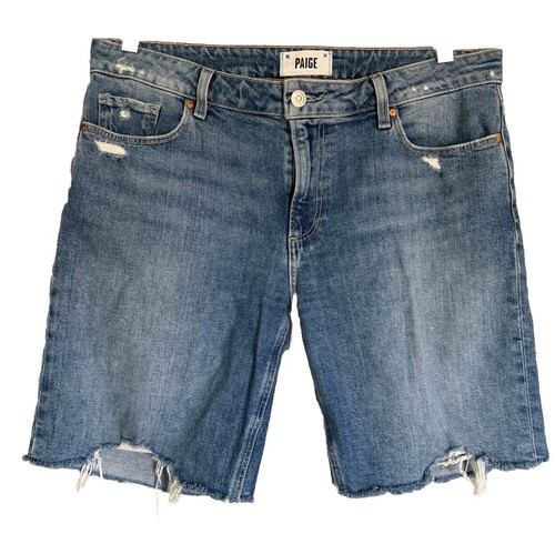 Paige Denim Jeans Shorts Womens 31 Jax Knee Short Distress 8" Inseam Blue