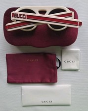 GUCCI GG 0256S SUNGLASSES IVORY RED GREEN ROUND GREEN LENSES NEW W/ BOX ITALY