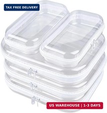 5-Pack Clear Hard Shell Zipper Case With Lids - 3 Large and 2 Small Clear Pencil