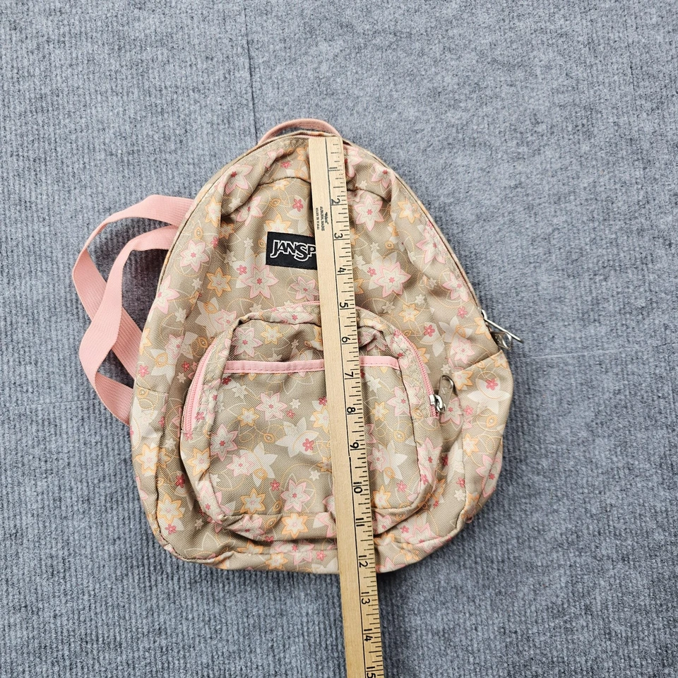 Mini mochila JanSport vintage floral rosa tostado pequeña mochila de viaje escolar Y2K Foto 4 de 4