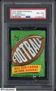 1974 Topps Football Unopened Wax Pack 2 Card Pack PSA 8 NM MT