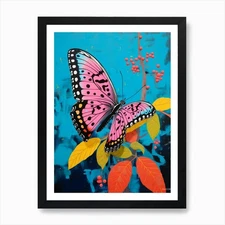 Pop Art Eastern Tailed Blue Butterf Framed Wall Art Poster Canvas Print Picture