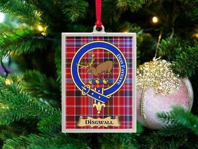 Dingwall Clan Crest Ornament   Scottish Silver Frame Keepsake