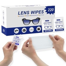 220 Lens Cleaning Wipes for Eyeglasses - Pre-moistened, Individually Wrapped...