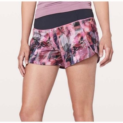 Lululemon Run Times Short II 4'' - Sun Dazed Multi Pink / Black | Size 4