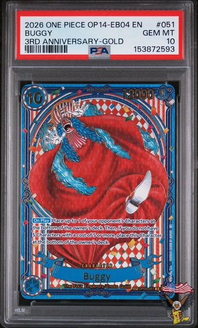 Buggy 051 3rd Anniversary-Gold One Piece PSA 10 Gem Mint