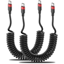 Coiled USB C to USB C Cable 2 Pack 3FT Car Charger Cord Fast Charging Carplay