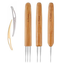 3 Pcs 0.75mm Bamboo Handle Crochets Durable Replacement Tool For Hair Making