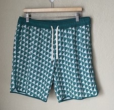 Fair Harbor Teal Triangle Lined Swim Trunks