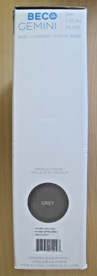 Portabebés Beco Gemini - 0m+, 7-35 lbs., XS-XXL Asiento Ajustable Gris Foto 2 de 4