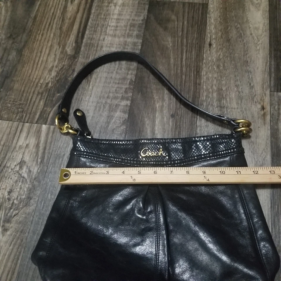 Coach Ashley Black Leather Hippie Handbag Shoulder Bag Tote Purse F20114 - Image 4 of 4