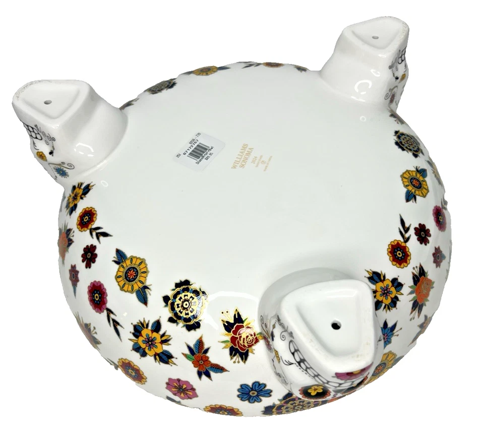 Tigela Williams Sonoma Dia dos Mortos Sugar Skull pés 12 em Halloween - Imagem 3 de 4