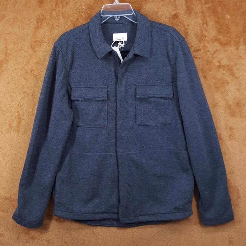 CIVIL SOCIETY Shirt Jacket Mens Medium Charcoal Grey Snap Button Cotton Knit image 3