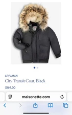 Appaman Boys Coat Size 14, Black, New with Tags