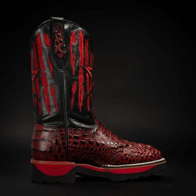 Men's Thin Blue Line 11' Caiman Tribute Work Boots Red Color - King Welt
