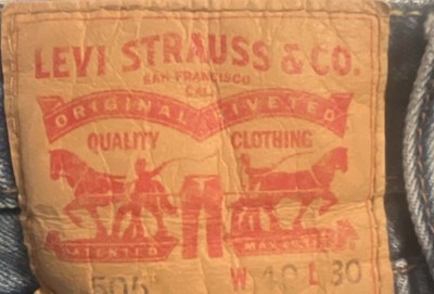 Levi Strauss & Co. Straight Blue Denim Jeans, Button Closure, 5-Pocket