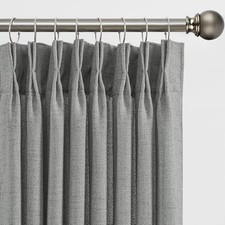 Linen Curtains 90 Inches Long Pinch Pleated with 42"W x 90"L Pack of 2 Grey