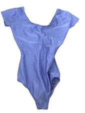 Flexatard 80s GILDA MARX Shiny Purple Leotard Vintage JAZZERCISE AEROBICS size P