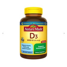 Vitamin D3, 300 Softgels, Vitamin D 1000 IU 25 mcg EXP: 06/2028