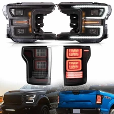 VLAND LED Headlights & Smoked Tail Light Set For Ford F150 2018-20 w/Sequential