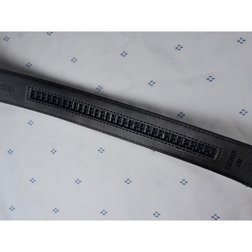 MISSION BELT Mens BLACK Leather Ratchet Adjustable Buckle Belt Fits up to 36 in - Picture 5 of 7
