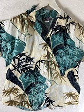 Vtg  Threads Hawaiian Shirt Women’s Large Cotton Tropical Floral  Bright Summer