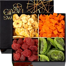 Holiday - Christmas Dried Fruit Gift Basket - 4 Variety Assortment - Gourmet Dri