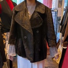 vintage dark brown faux fur coat