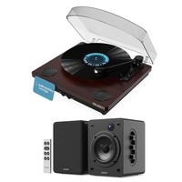 Majority Moto RECORD PLAYER with D50X BLUETOOTH SPEAKERS Black Turntable Set