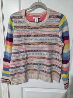 Tabitha Webb Womens Sweater Size M Multicolor Stripe Fair Isle 80% Wool Blend 