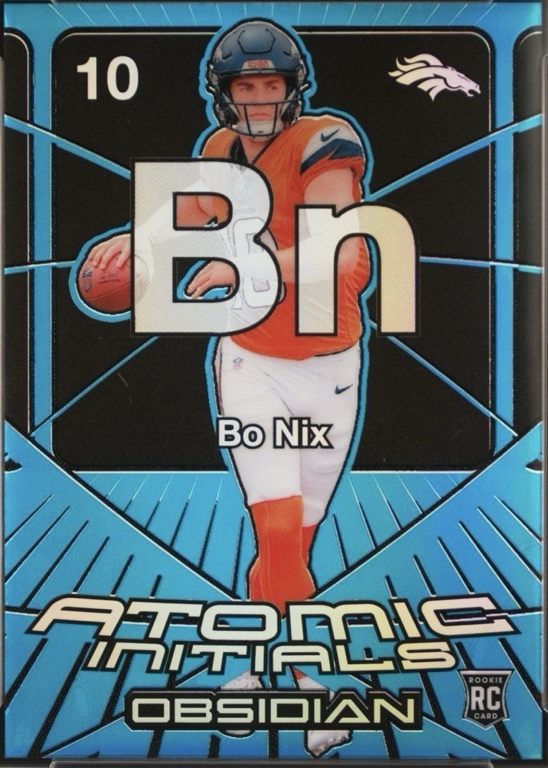 Bo Nix Panini Obsidian Atomic Initials #15 Blue