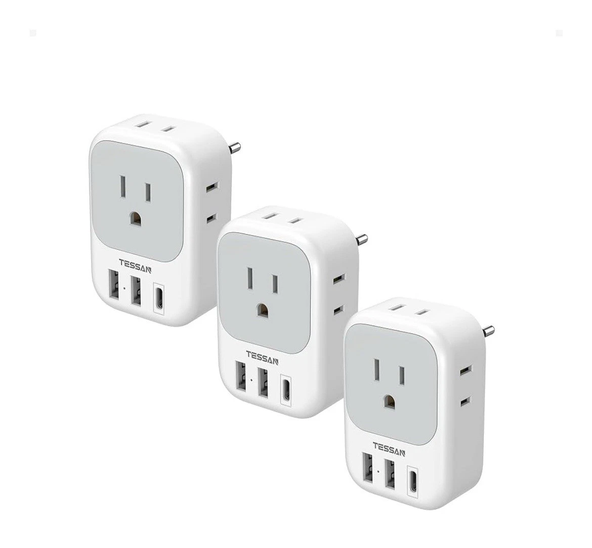 TESSAN European Travel Plug Adapter USB C 3 Pack - Thumbnail 2