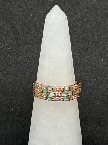 Bomb Party Ring Sz 10  "Stacks of Beauty" Paraiba Tourmaline on Rose Gold - product listing photo