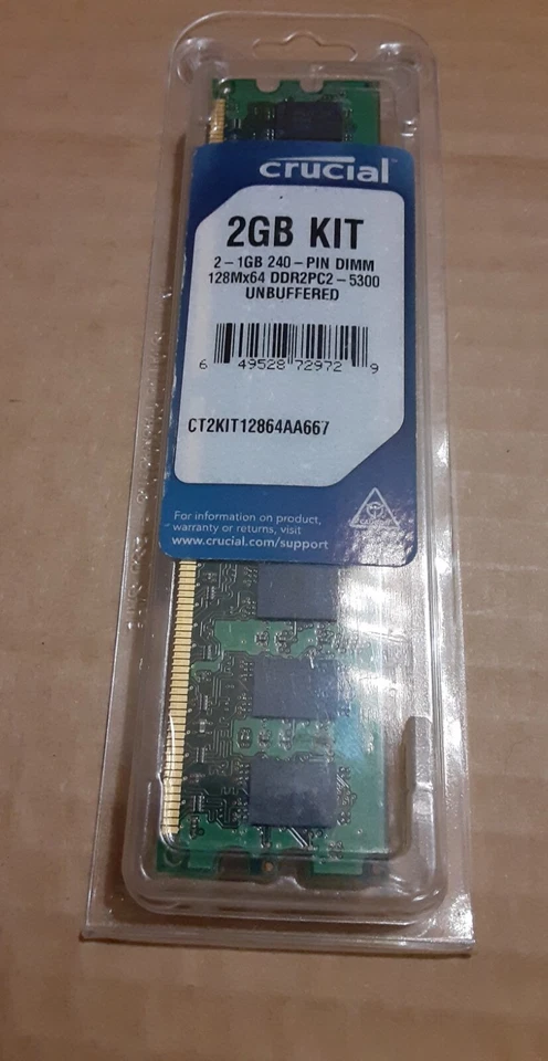 Crucial PC2-5300 DDR2 UNBUFFERED MEMORY 2gb Kit PC2-5300. - Image 4 of 4