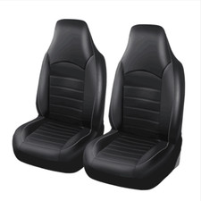 2x Car Seat Cover Front High Back Bucket Seat Protector Waterproof Leather Black