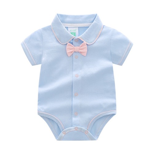 Newborn Baby Boys Bow Short Sleeve Bodysuit for Banquet Wedding Jumpsuit Romper - Picture 25 of 27