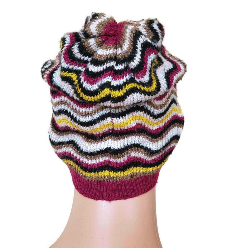 Missoni Zigzag Knit Beanie Multi Color Hat Ladies Women Wool Blend
