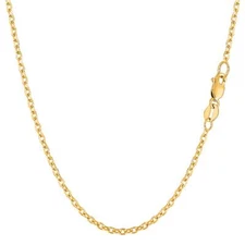 14k Yellow Real Gold Cable Link Chain Necklace, 1.9mm, 24"